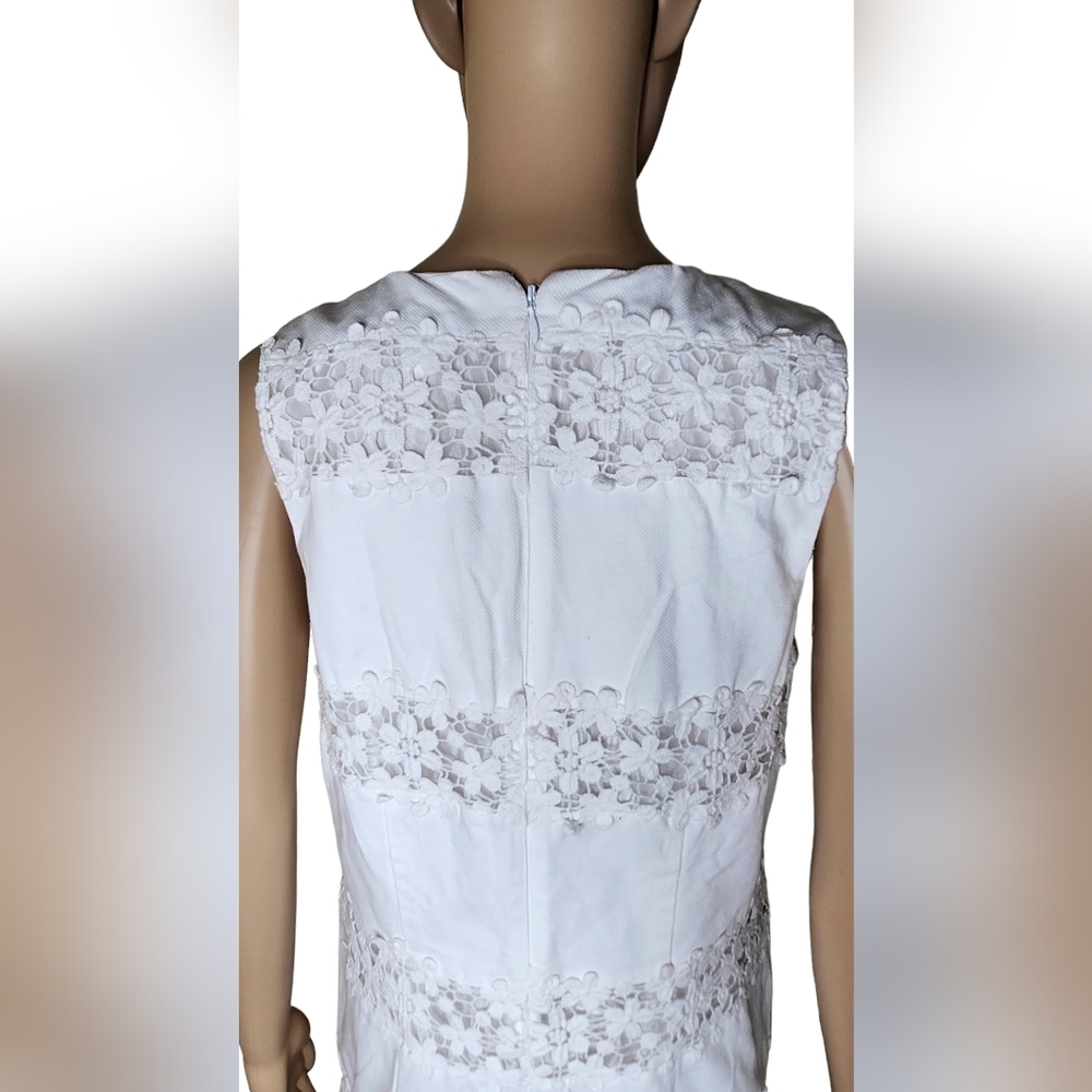 J. Crew Factory women's white cotton embroidered lace trim shift casual dress 8 - Picture 4 of 10